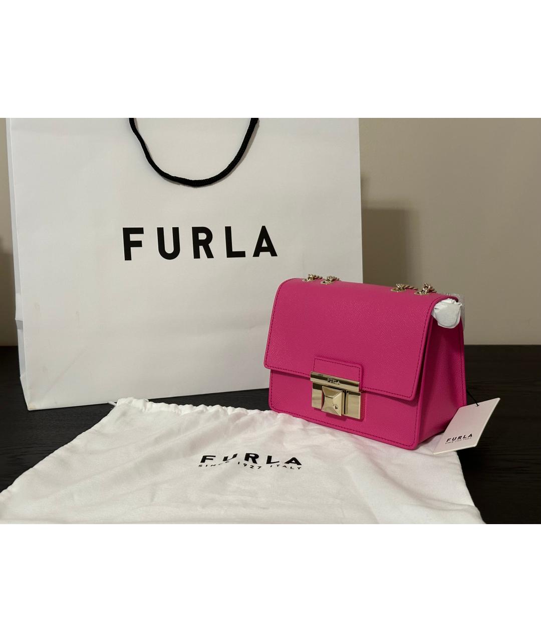 FURLA Розовая кожаная сумка через плечо, фото 6