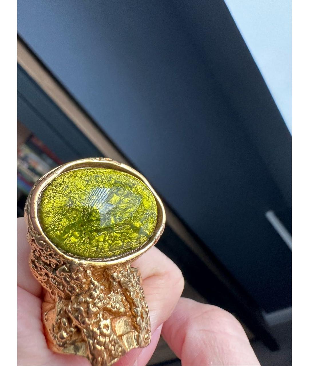 SAINT LAURENT Зеленые металлическое кольцо, фото 4