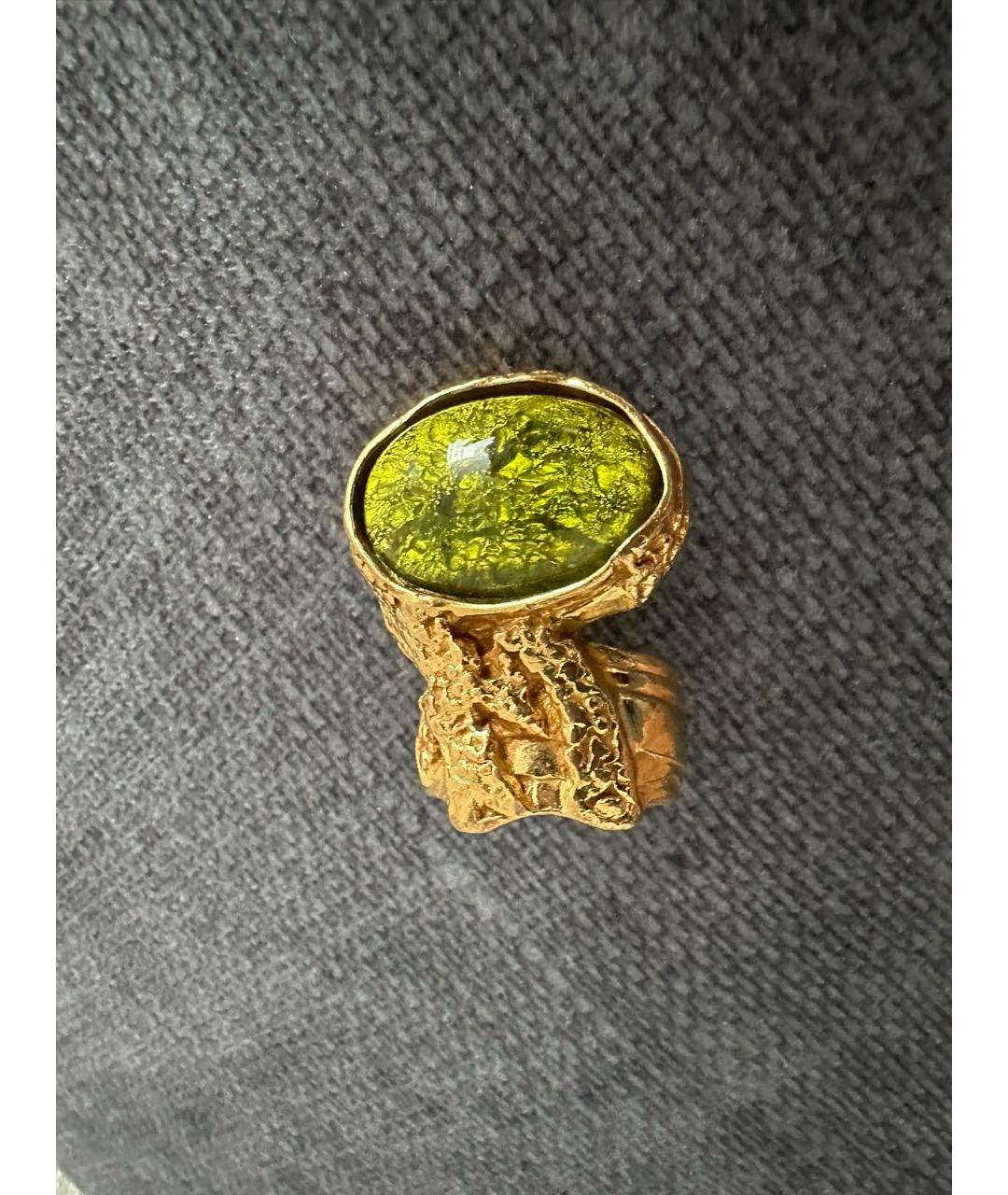 SAINT LAURENT Зеленые металлическое кольцо, фото 5