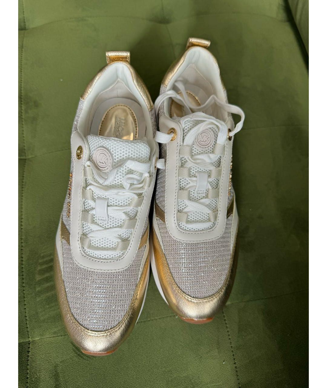 MICHAEL KORS Золотые кожаные кроссовки, фото 3