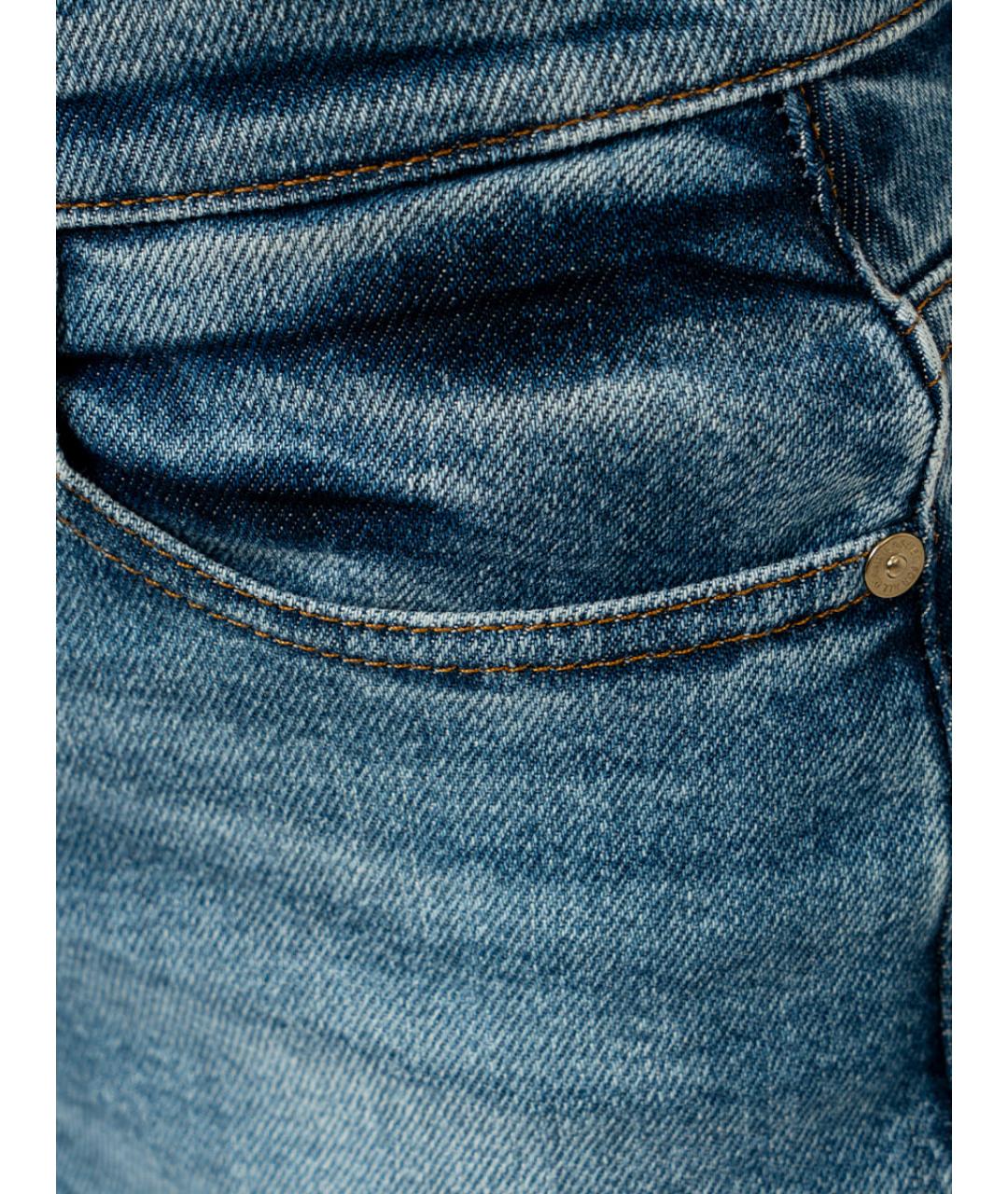 7 FOR ALL MANKIND Синие хлопковые прямые джинсы, фото 3