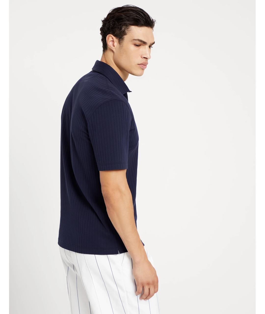 BRUNELLO CUCINELLI Синее хлопковое поло с коротким рукавом, фото 4