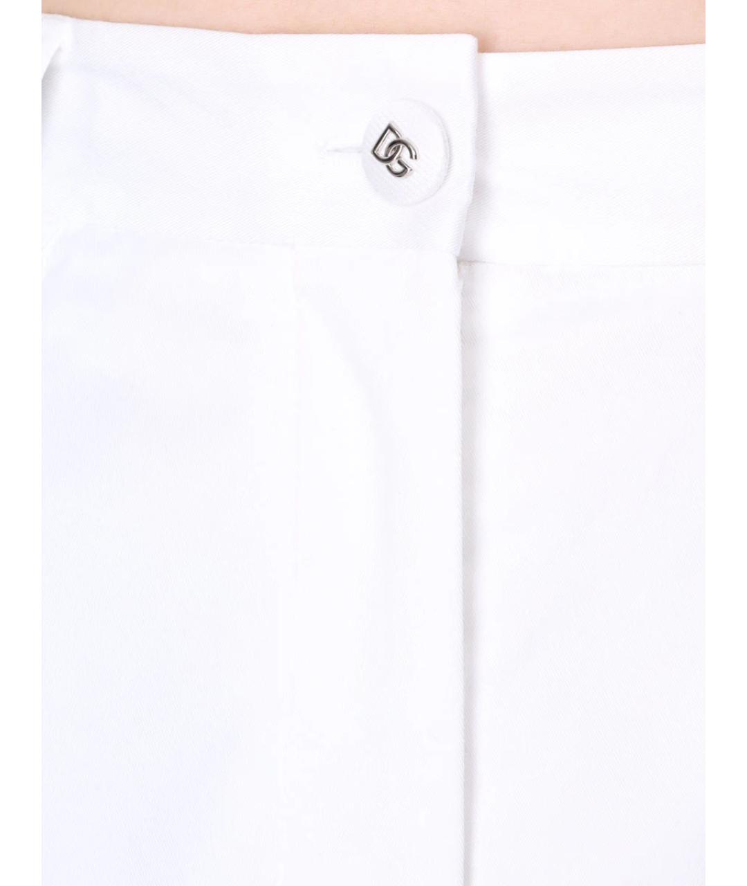 DOLCE&GABBANA Белые хлопковые прямые брюки, фото 4