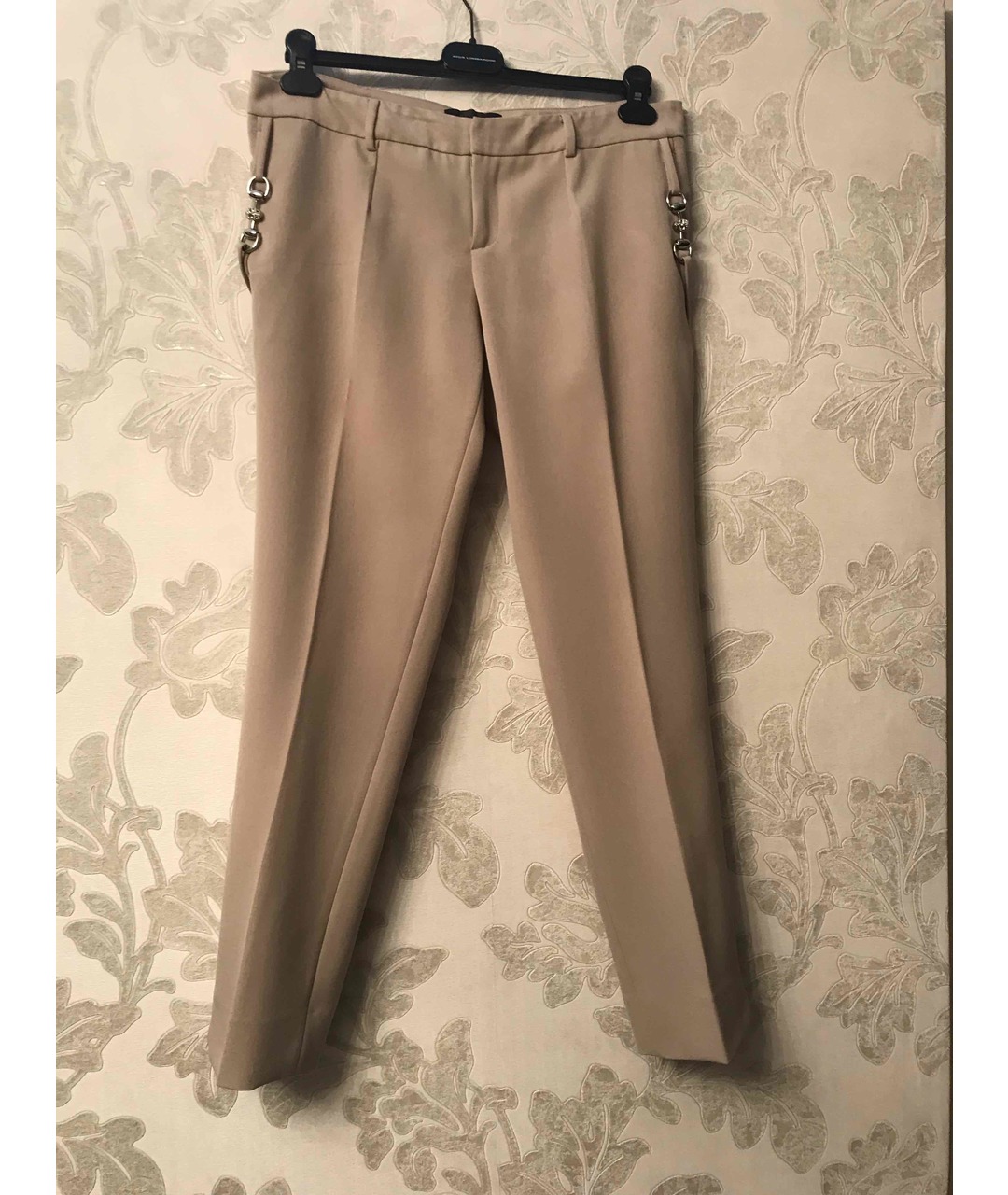 PHILIPP PLEIN Бежевые шерстяные брюки узкие, фото 2