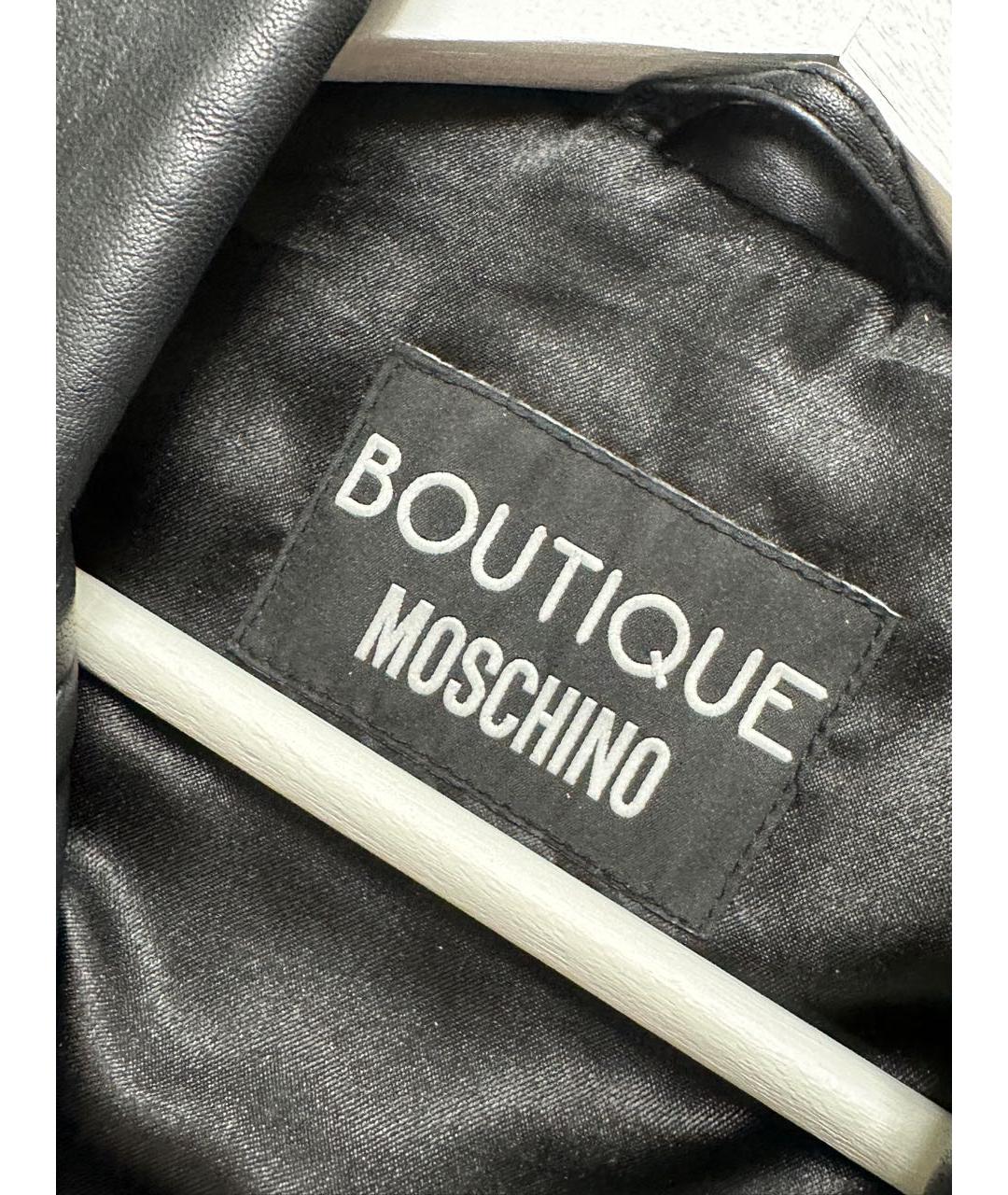 BOUTIQUE MOSCHINO Черная кожаная куртка, фото 3