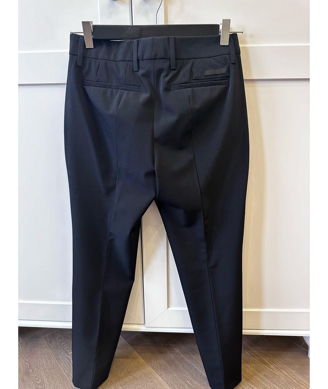 PRADA Черные полиэстеровые прямые брюки, фото 2