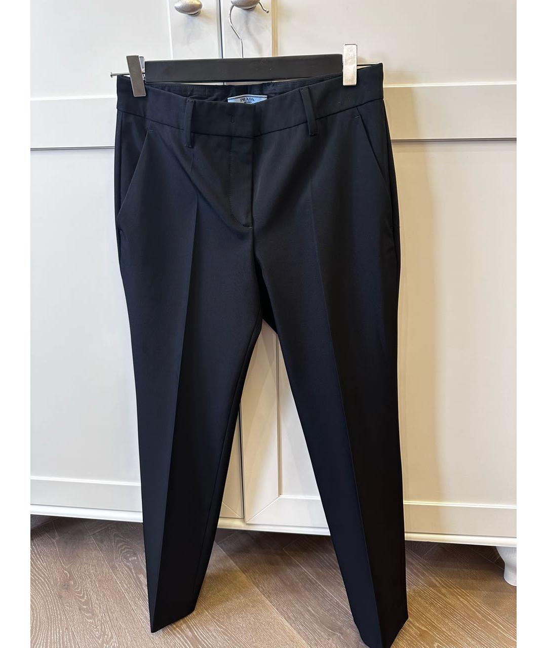 PRADA Черные полиэстеровые прямые брюки, фото 7