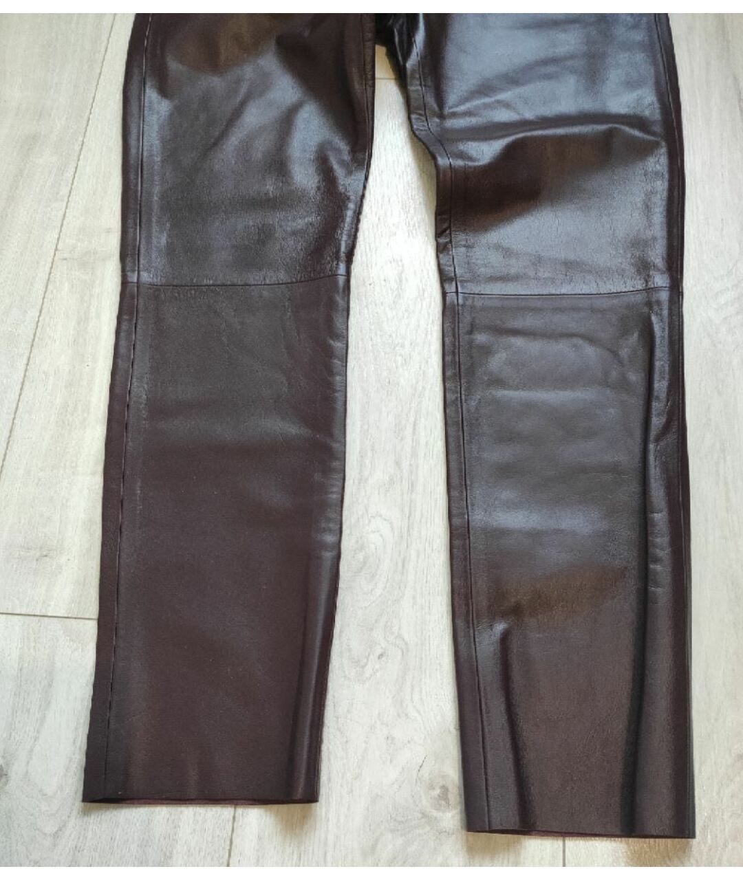NILI LOTAN Бордовые кожаные прямые брюки, фото 8