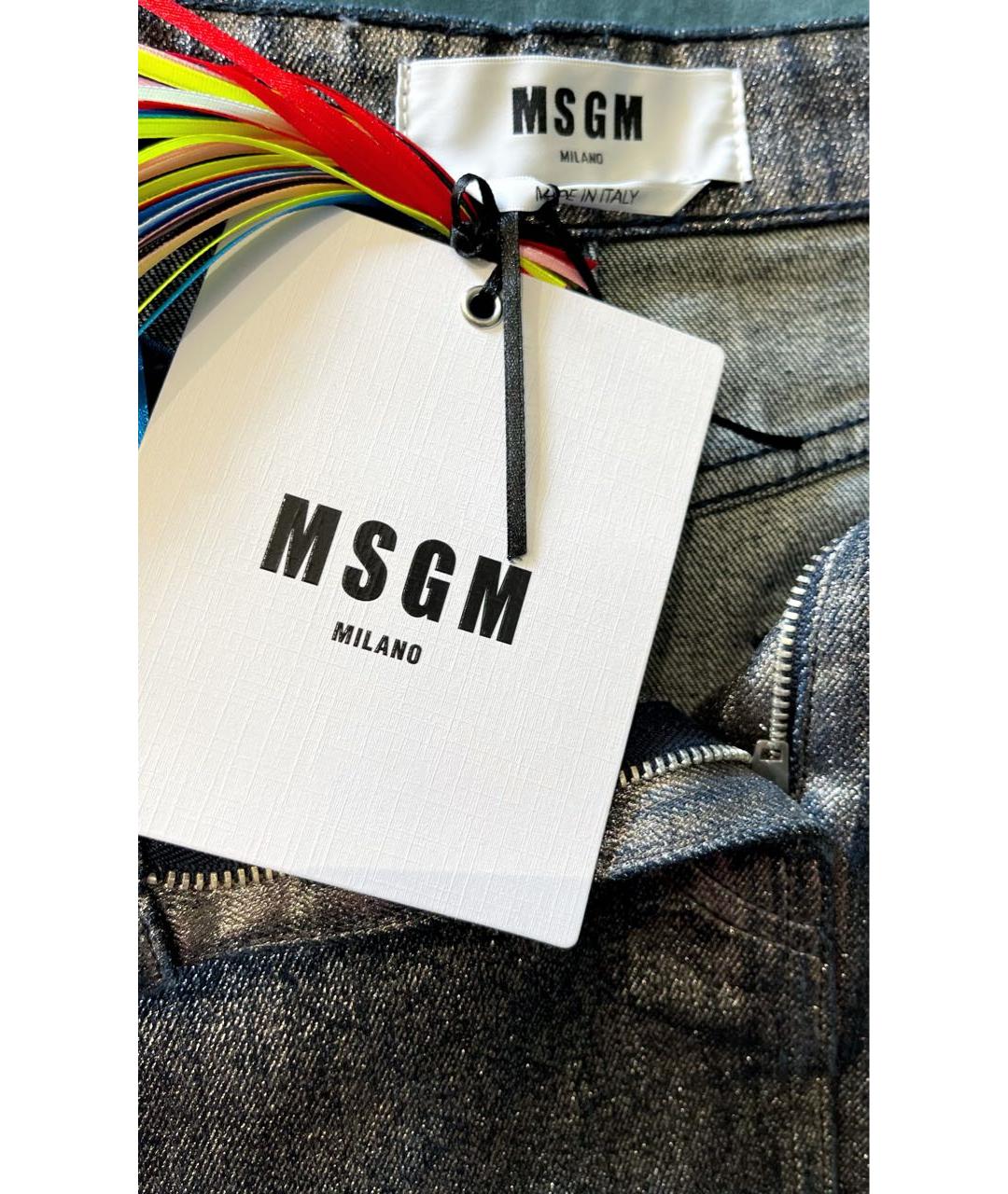MSGM Темно-синяя хлопковая юбка мини, фото 3