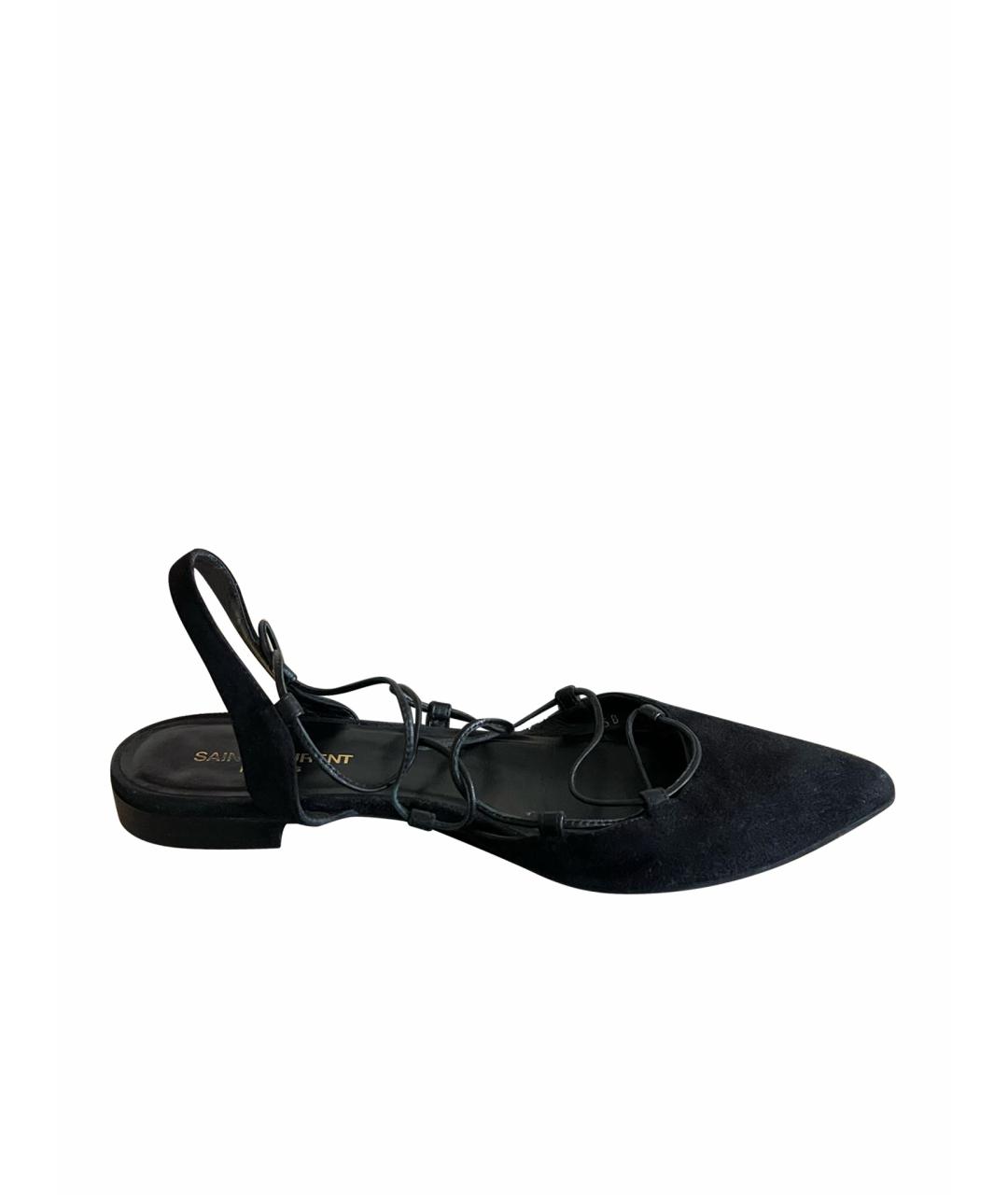 SAINT LAURENT Черные замшевые сандалии, фото 1