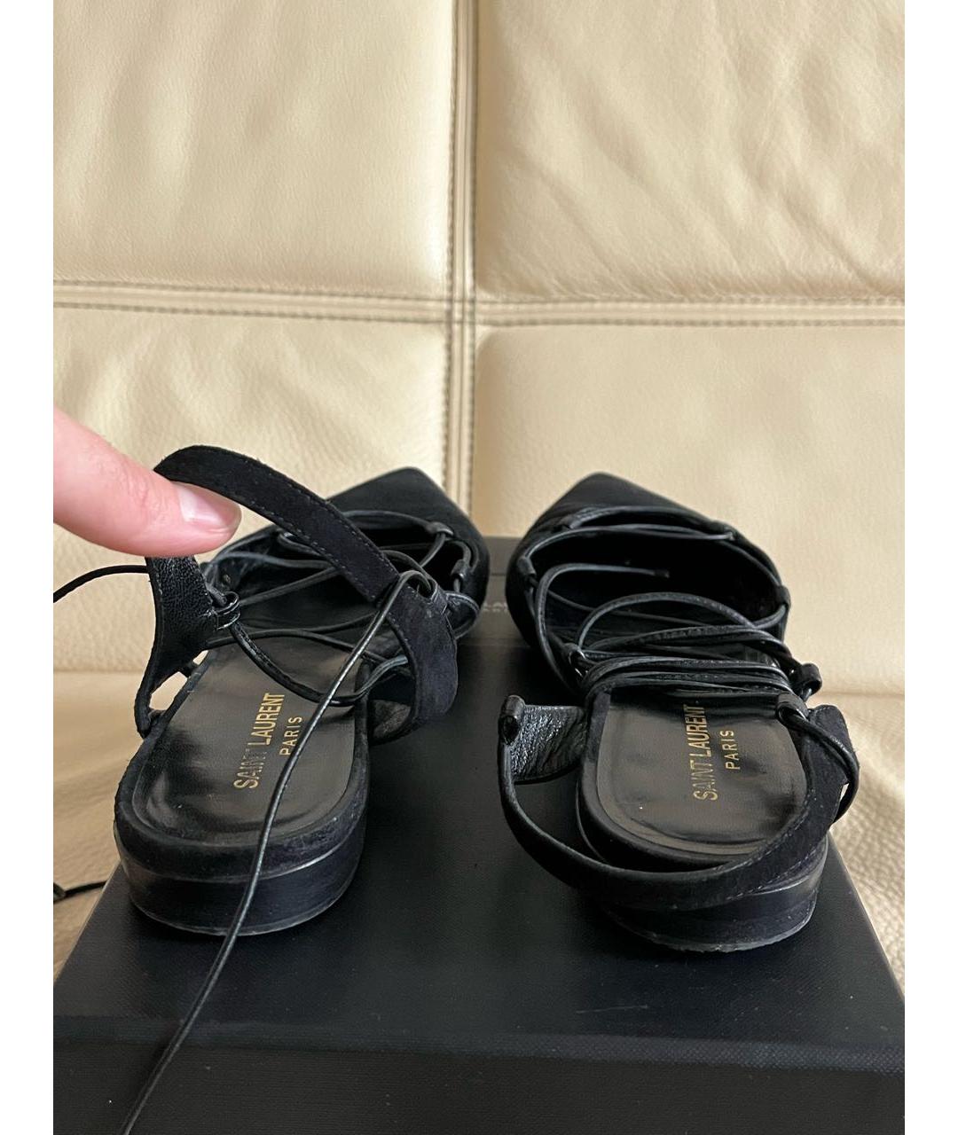 SAINT LAURENT Черные замшевые сандалии, фото 4