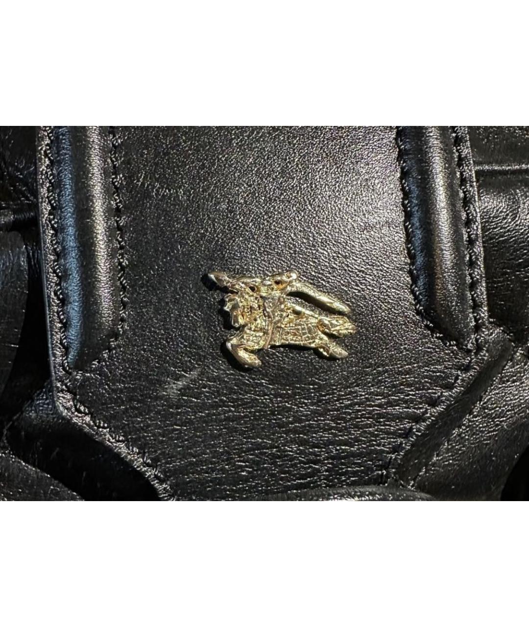 BURBERRY Черная кожаная сумка с короткими ручками, фото 6
