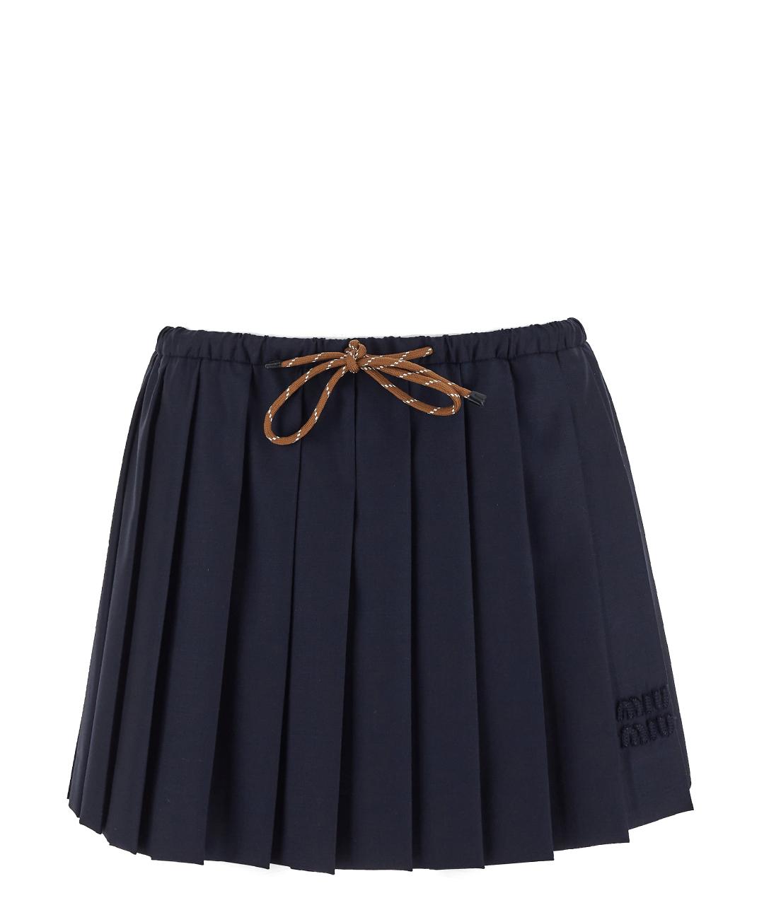 MIU MIU Черная шерстяная юбка мини, фото 1