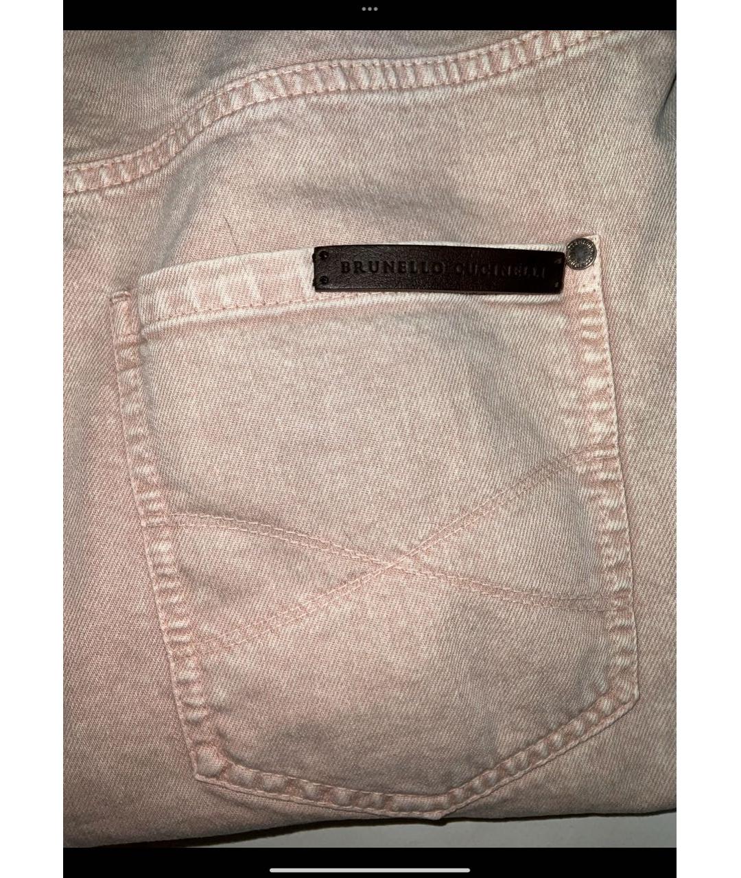 BRUNELLO CUCINELLI Розовые хлопко-эластановые джинсы слим, фото 3