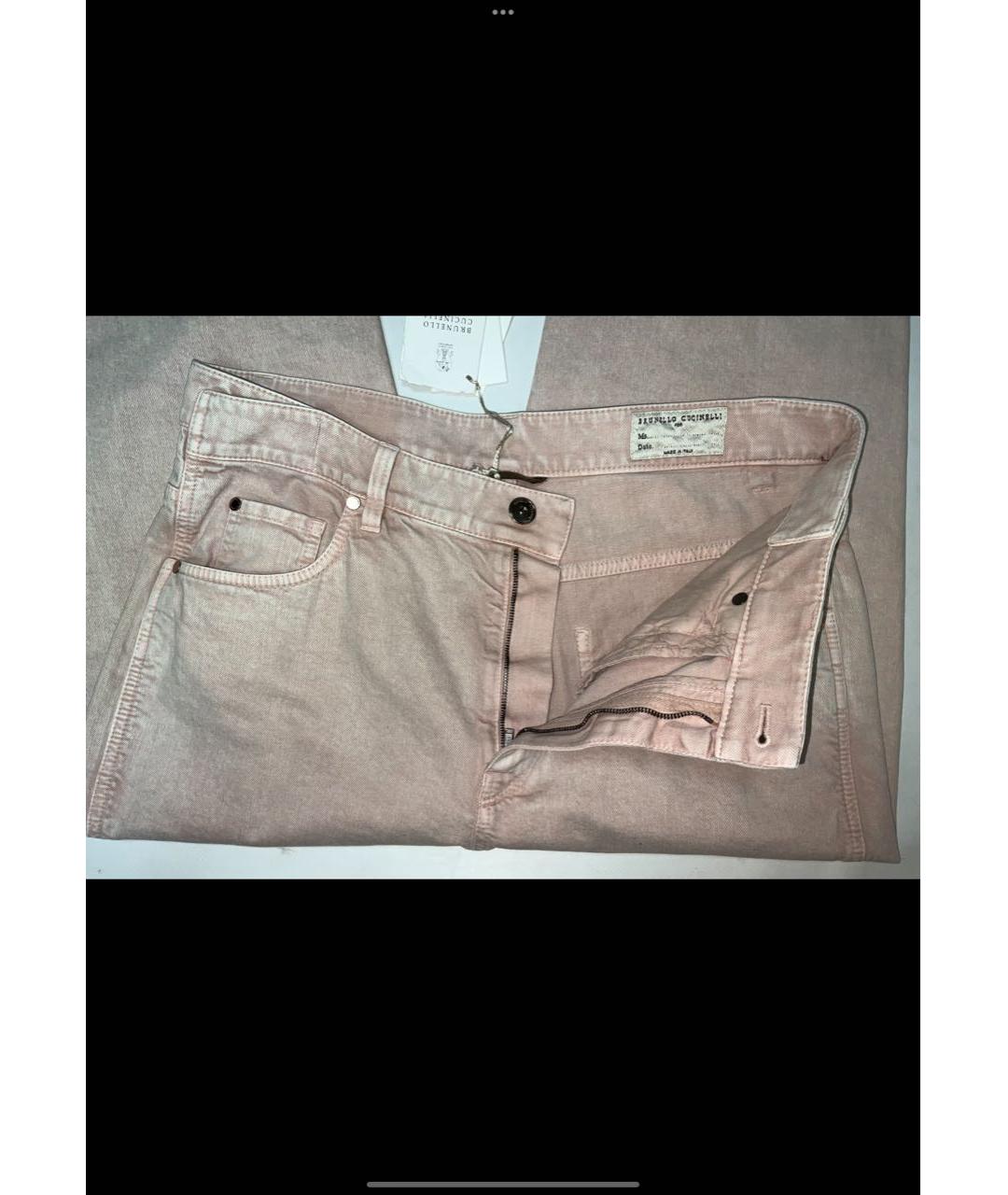 BRUNELLO CUCINELLI Розовые хлопко-эластановые джинсы слим, фото 4
