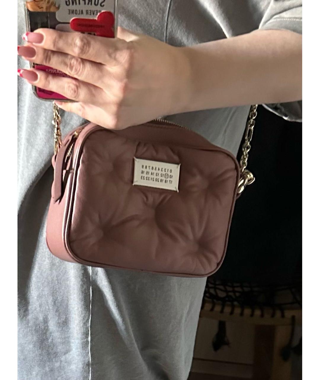 MAISON MARGIELA Розовая кожаная сумка через плечо, фото 7
