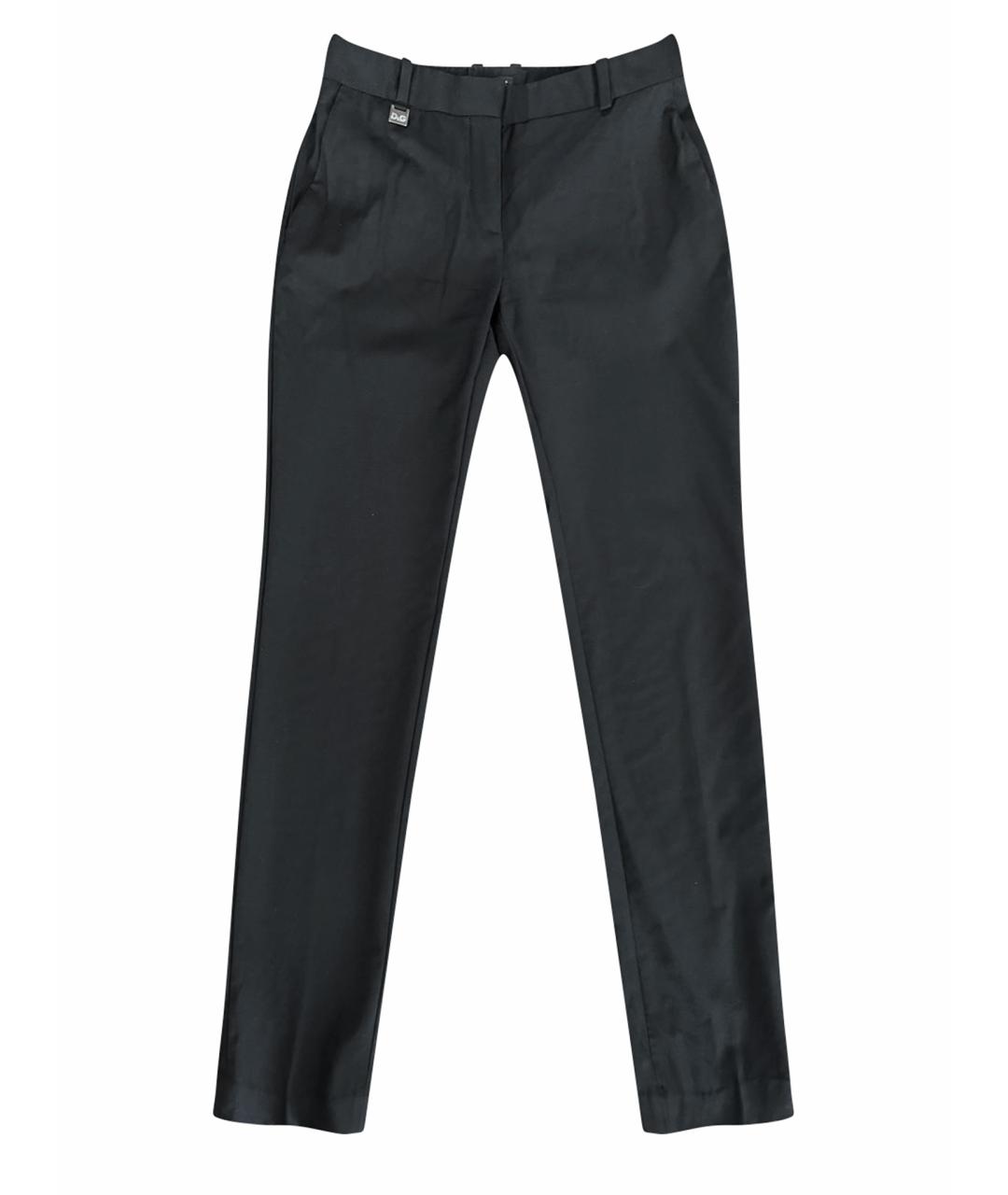 DOLCE&GABBANA Черные шерстяные прямые брюки, фото 1