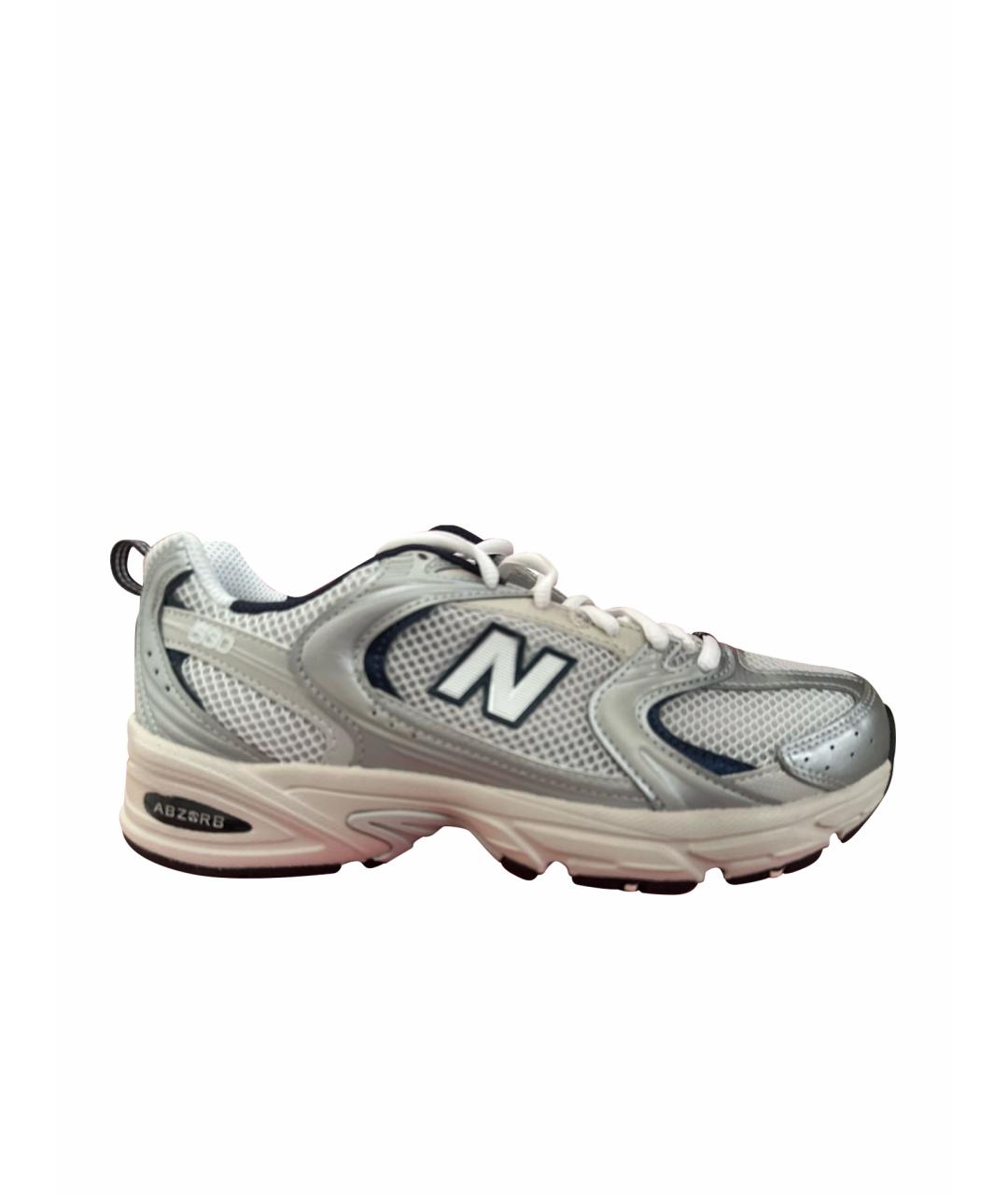 NEW BALANCE Серебряные текстильные кроссовки, фото 1