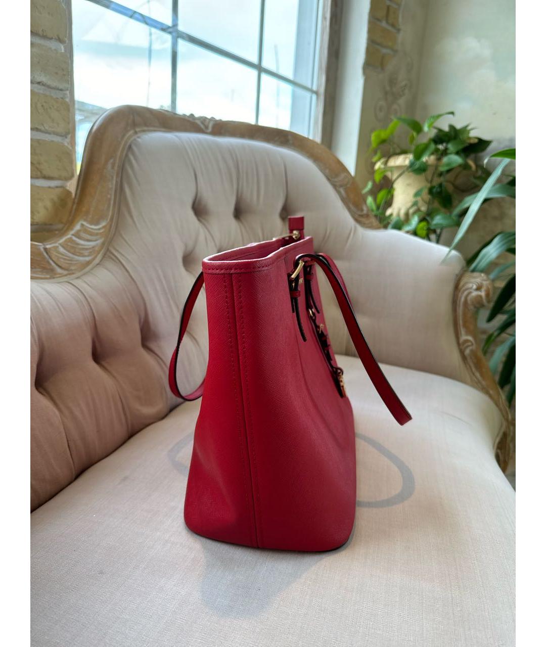 MICHAEL KORS Красная кожаная сумка с короткими ручками, фото 2