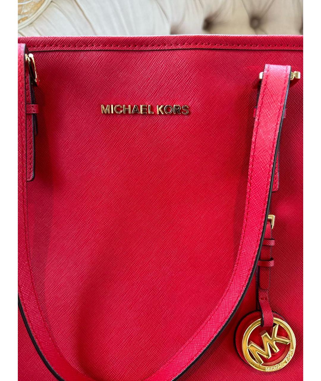 MICHAEL KORS Красная кожаная сумка с короткими ручками, фото 5