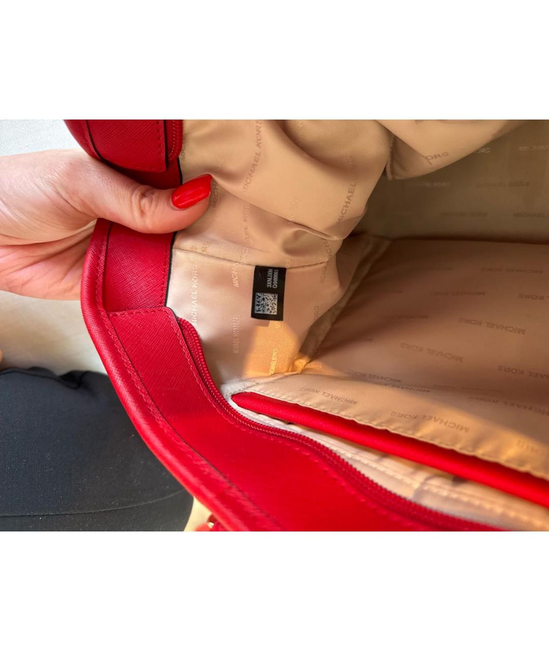 MICHAEL KORS Красная кожаная сумка с короткими ручками, фото 8