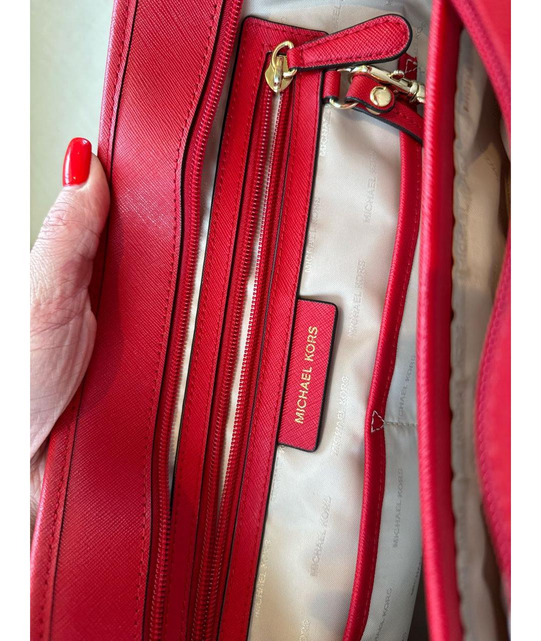 MICHAEL KORS Красная кожаная сумка с короткими ручками, фото 7