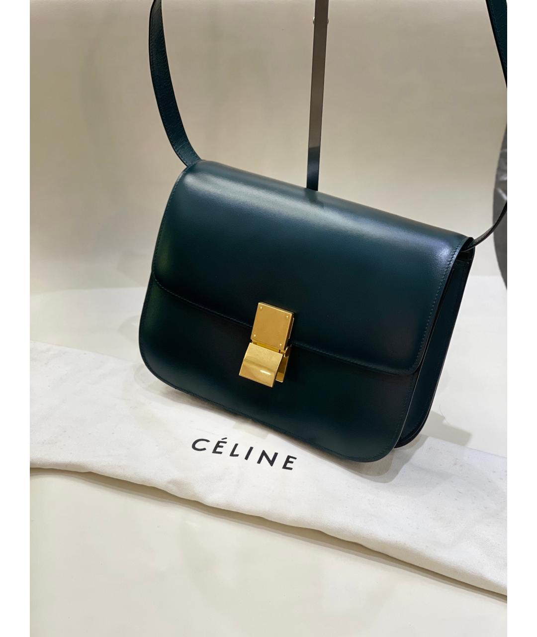 CELINE PRE-OWNED Зеленая кожаная сумка через плечо, фото 7