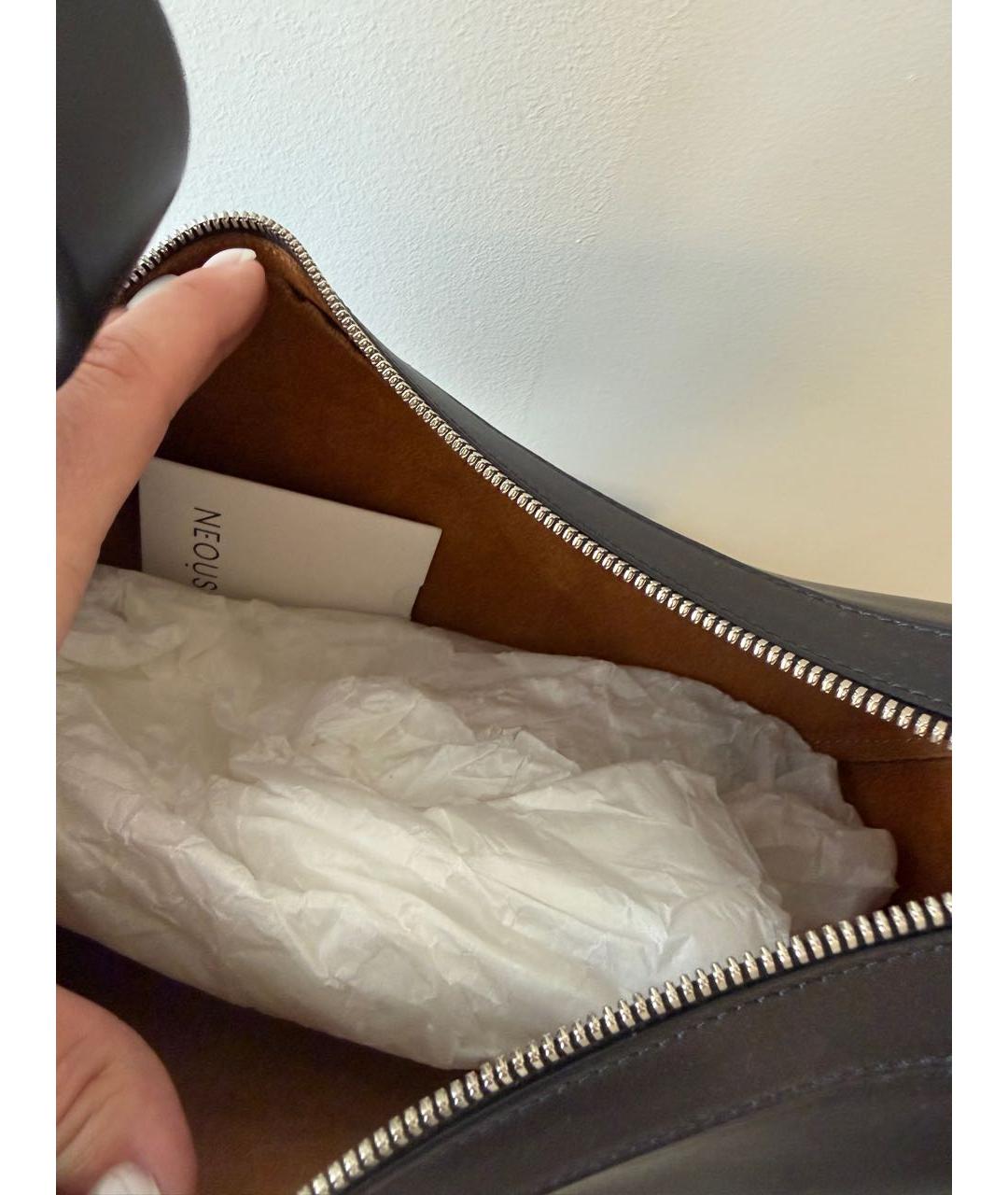 NEOUS Черная кожаная сумка с короткими ручками, фото 5