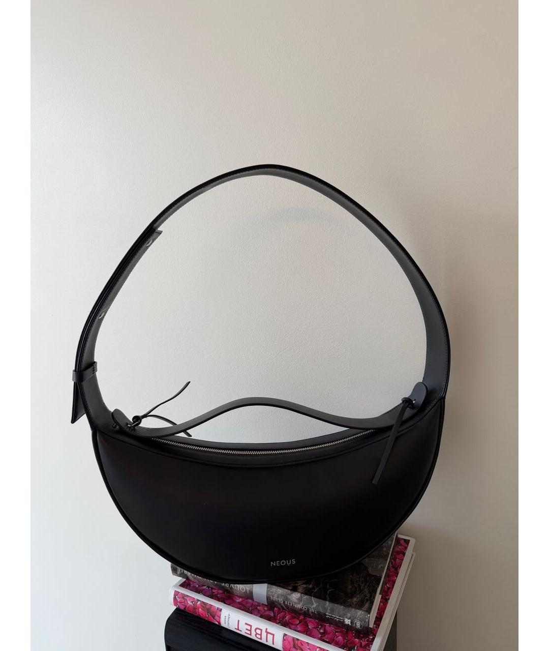 NEOUS Черная кожаная сумка с короткими ручками, фото 3