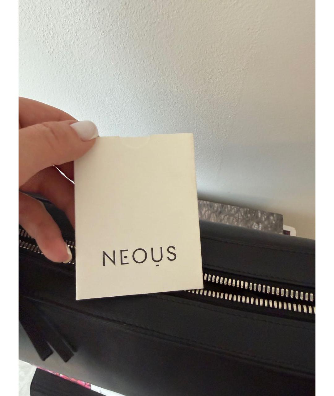 NEOUS Черная кожаная сумка с короткими ручками, фото 4