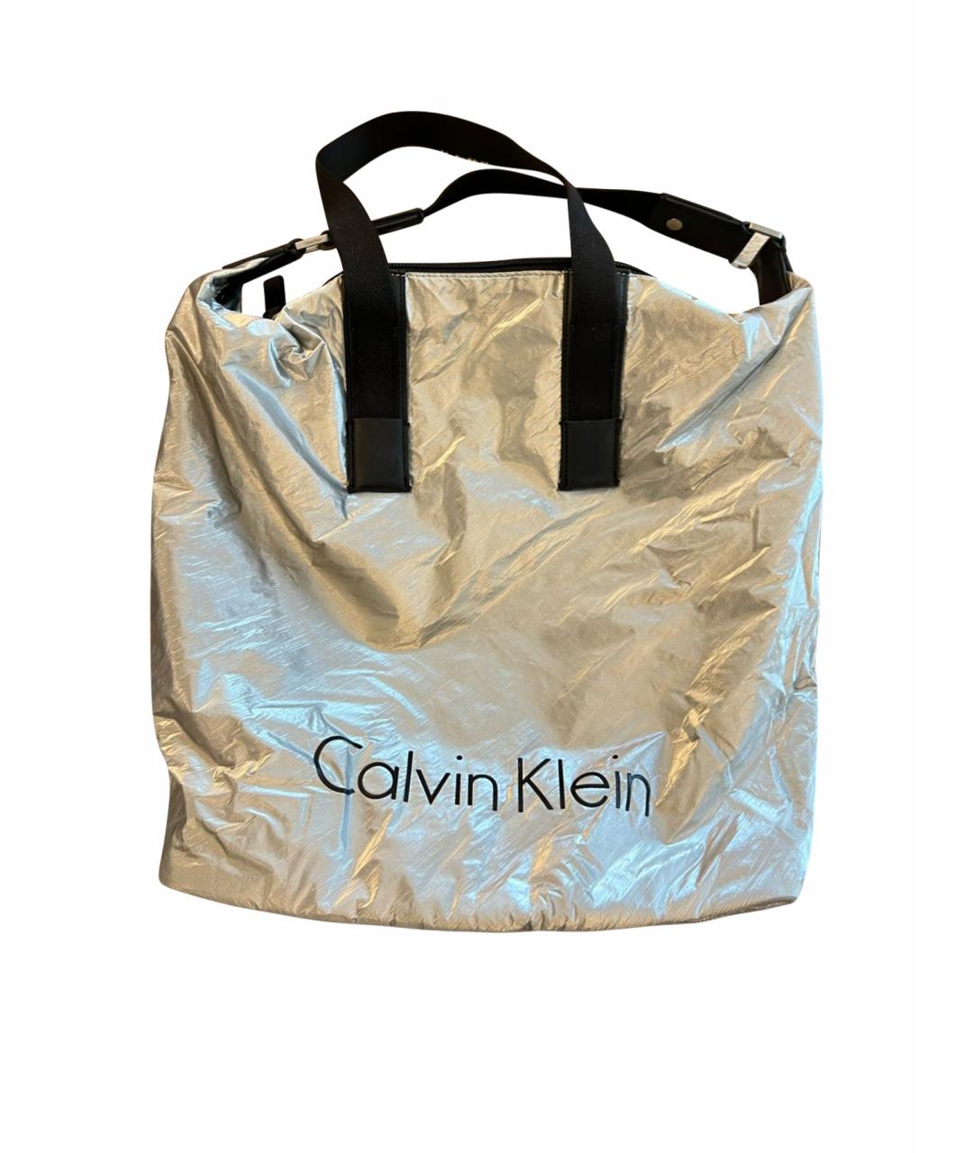 CALVIN KLEIN Серебряная сумка тоут, фото 1