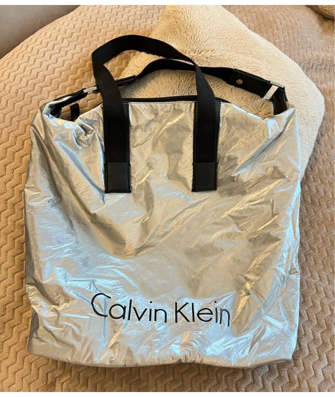 CALVIN KLEIN Серебряная сумка тоут, фото 7