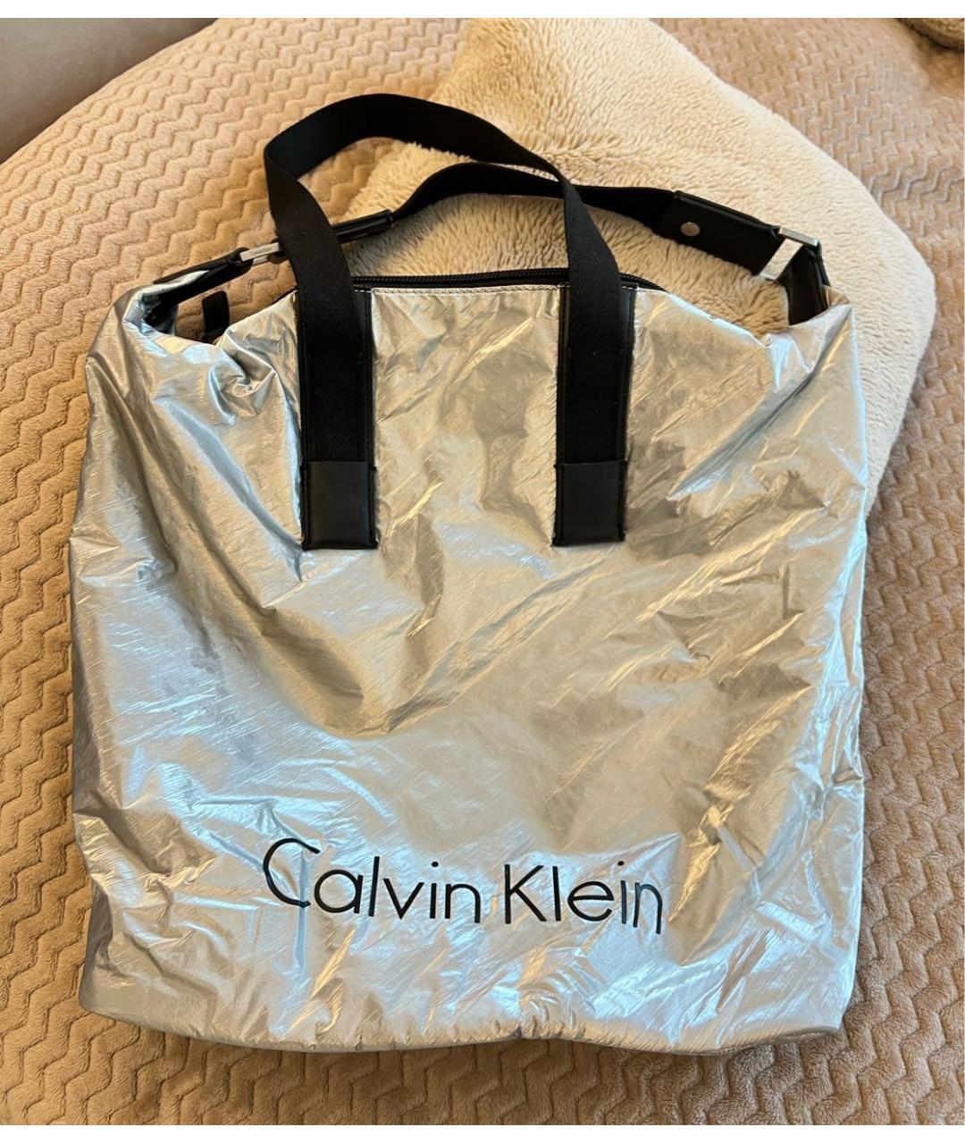CALVIN KLEIN Серебряная сумка тоут, фото 6