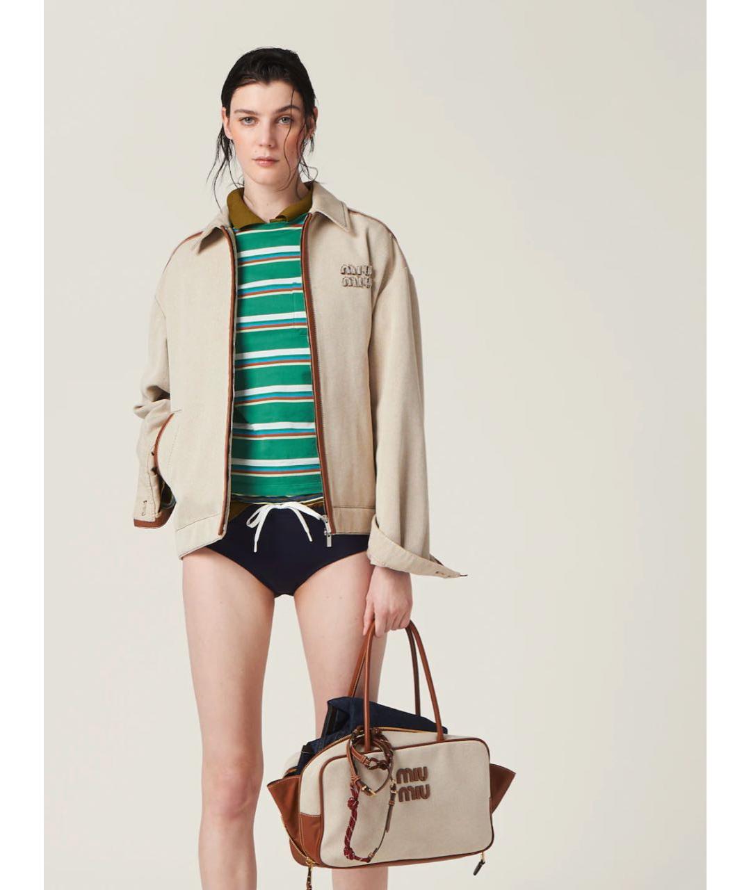 MIU MIU Зеленая хлопковая футболка, фото 2