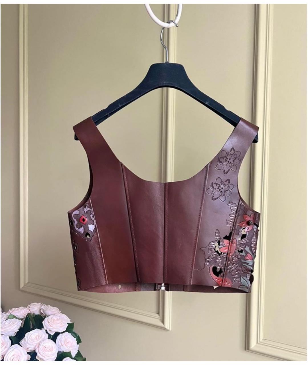 CHRISTIAN DIOR Коричневый кожаный корсет, фото 5