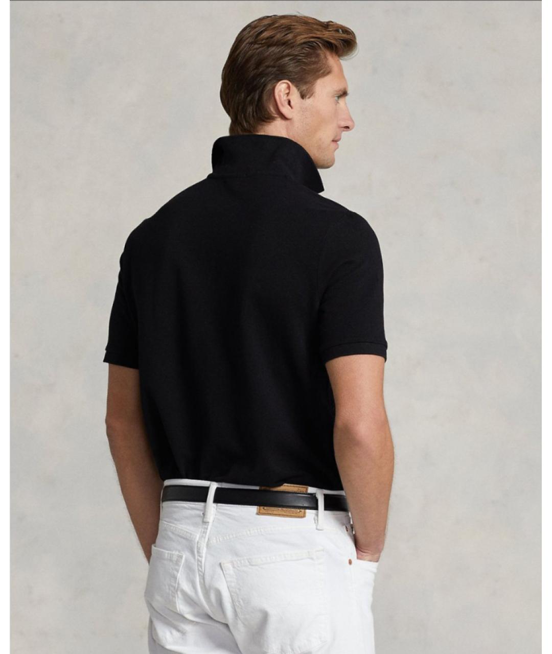 POLO RALPH LAUREN Черное хлопковое поло с коротким рукавом, фото 4