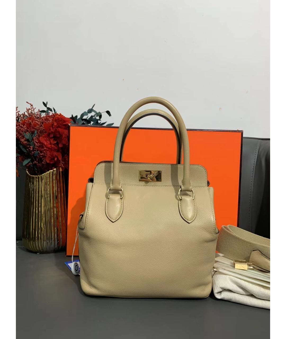 HERMES PRE-OWNED Бежевая кожаная сумка через плечо, фото 7