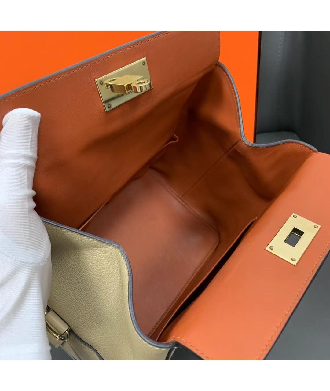 HERMES PRE-OWNED Бежевая кожаная сумка через плечо, фото 4