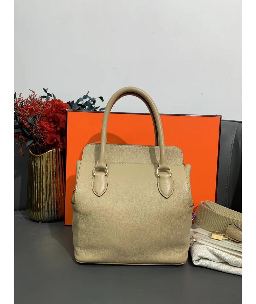 HERMES PRE-OWNED Бежевая кожаная сумка через плечо, фото 2