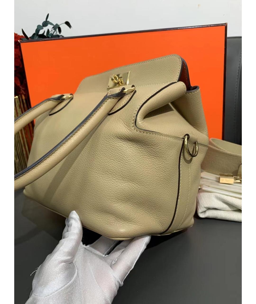 HERMES PRE-OWNED Бежевая кожаная сумка через плечо, фото 3