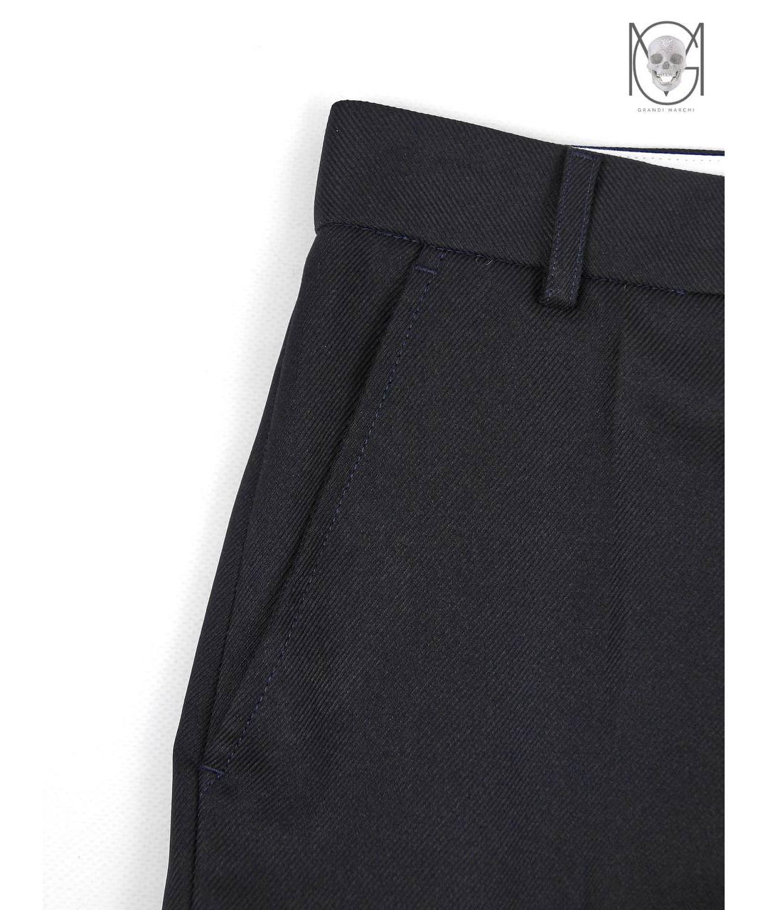STELLA MCCARTNEY Темно-синие полиэстеровые прямые брюки, фото 3