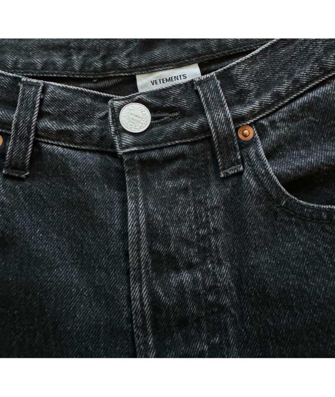 VETEMENTS Черные хлопковые джинсы слим, фото 4