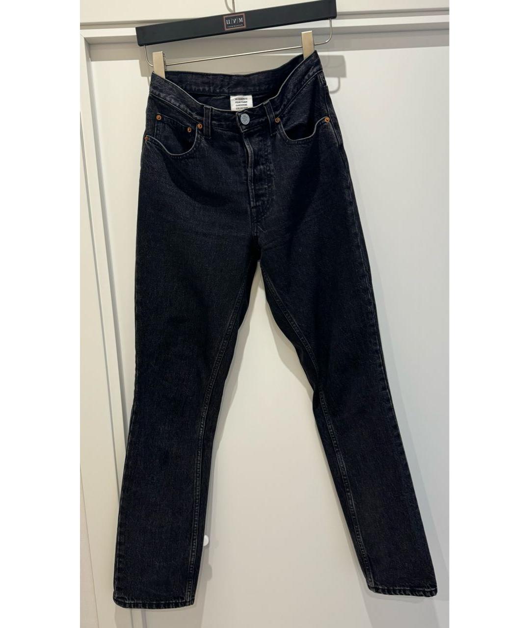 VETEMENTS Черные хлопковые джинсы слим, фото 2