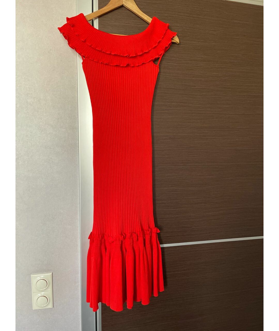 JONATHAN SIMKHAI Красное вискозное повседневное платье, фото 7