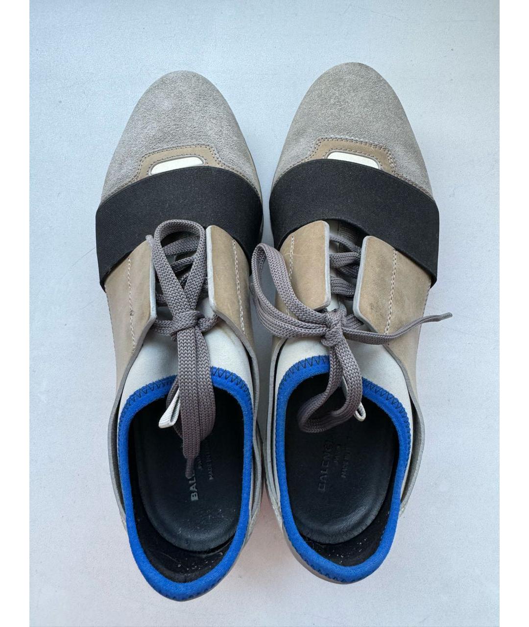 BALENCIAGA Бежевые замшевые кроссовки, фото 4