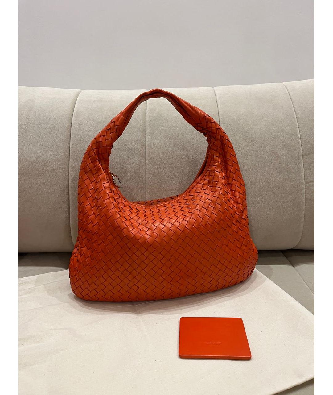 BOTTEGA VENETA Оранжевая кожаная сумка с короткими ручками, фото 2