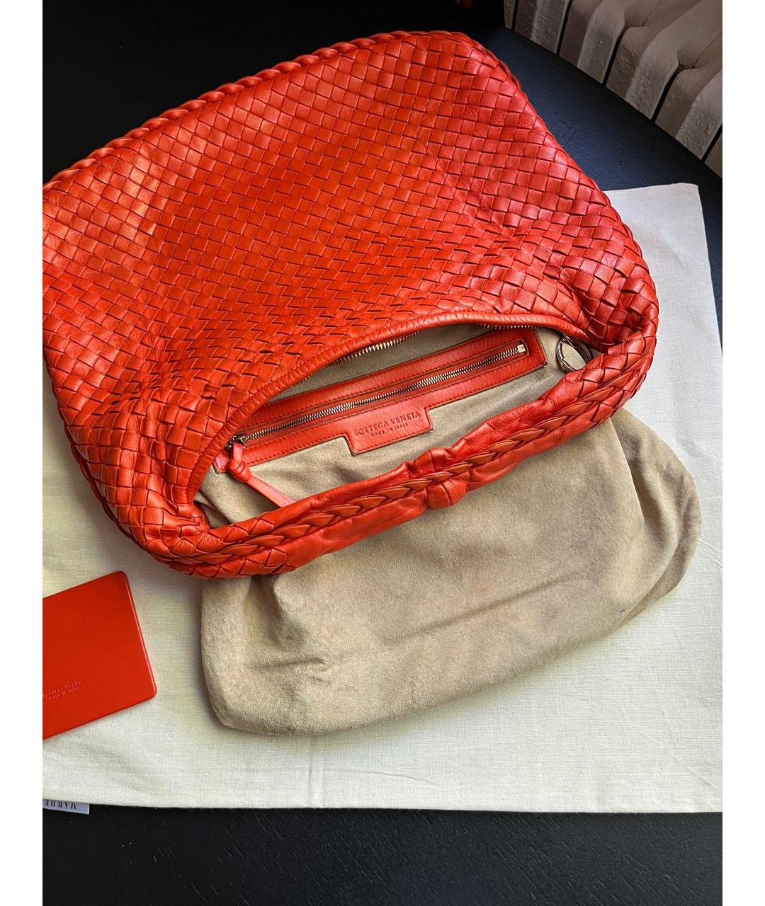 BOTTEGA VENETA Оранжевая кожаная сумка с короткими ручками, фото 3