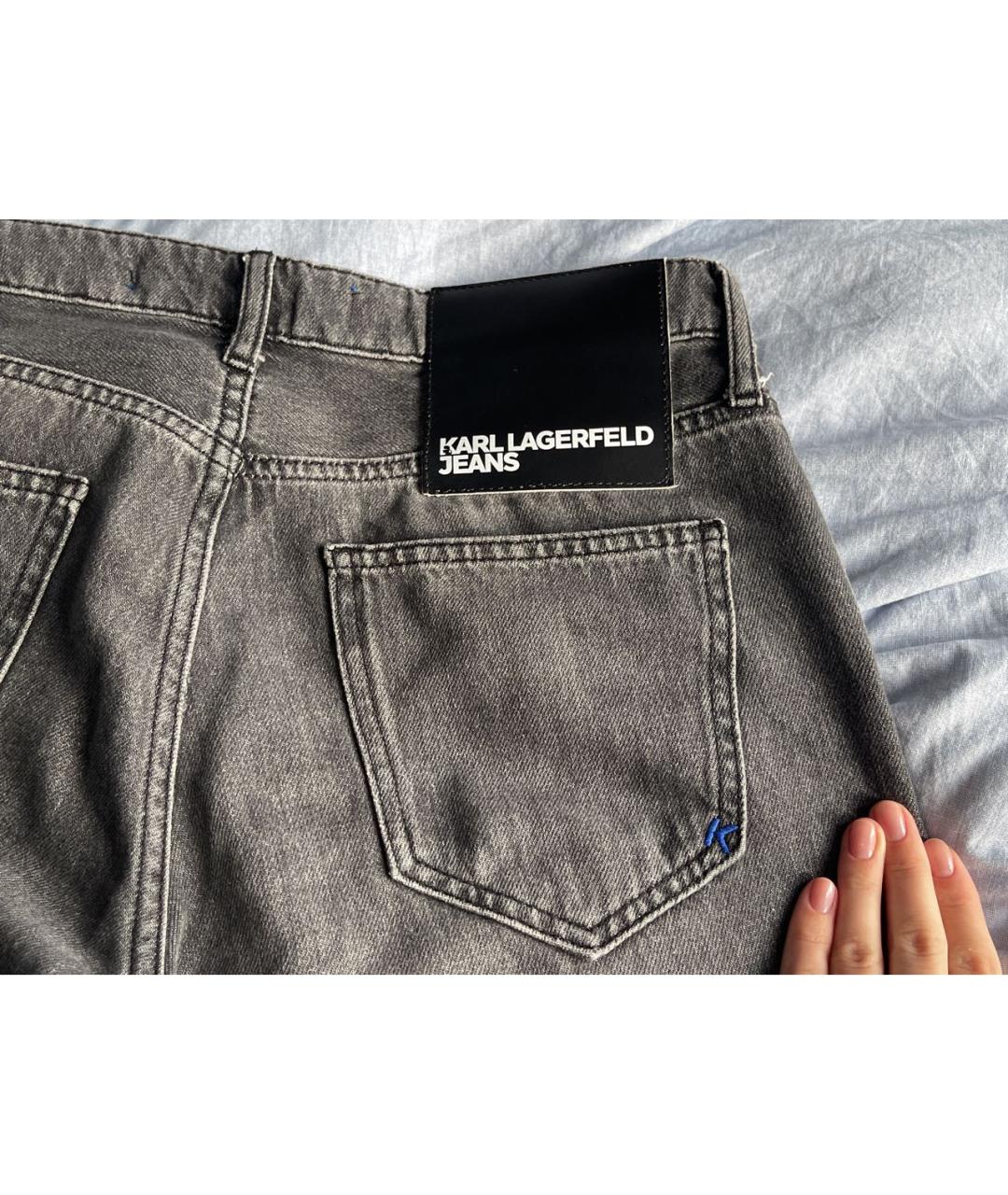 KARL LAGERFELD Серые хлопковые джинсы клеш, фото 4