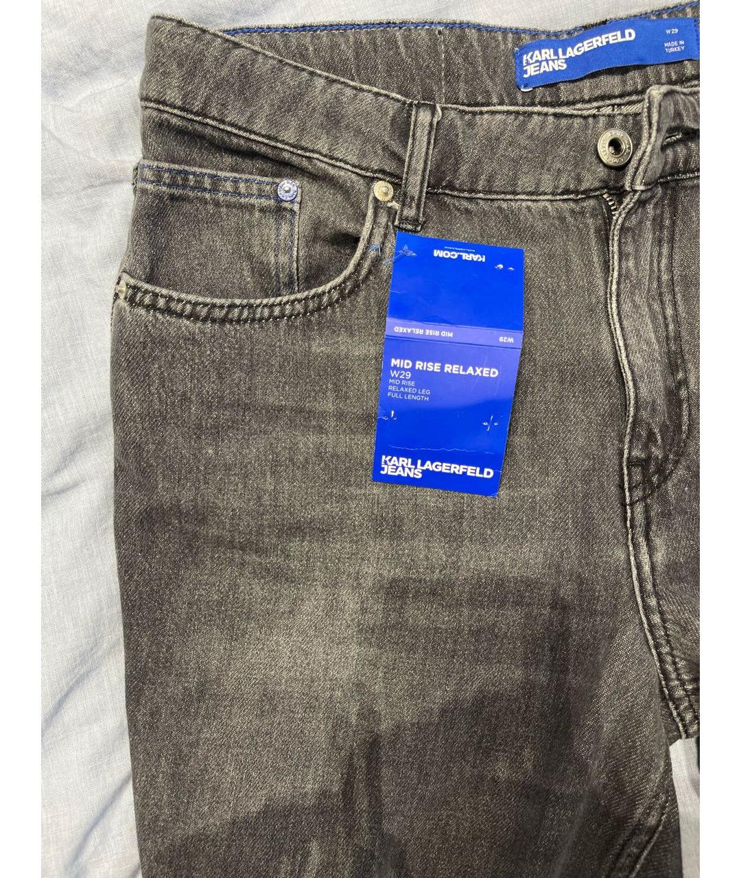 KARL LAGERFELD Серые хлопковые джинсы клеш, фото 6