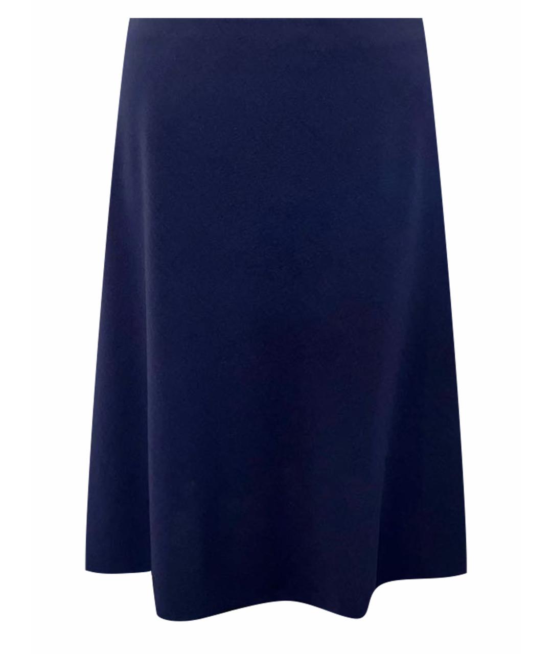 ARMANI COLLEZIONI Темно-синяя шерстяная юбка миди, фото 1
